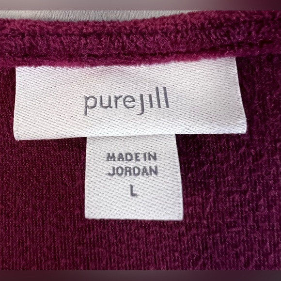 Pure J Jill Sz Large Bordeaux Velour Velvet Tunic V-Neck Long Sleeve Stretch - Picture 8 of 10